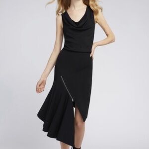 Alice + Olivia Black Cowl Neck Zipper Asymmetrical dress size Xs